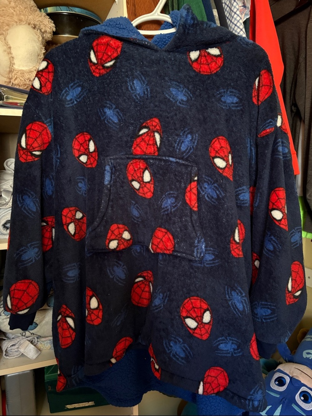 Navy Spider-Man Plush Pullover Hoodie